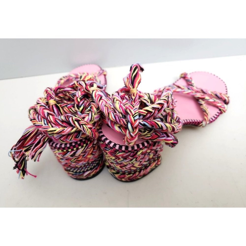 Anthropologie AMAMBAIH Isabel Braided Heel Sandals Pink Multiple Sizes - Picture 4 of 6
